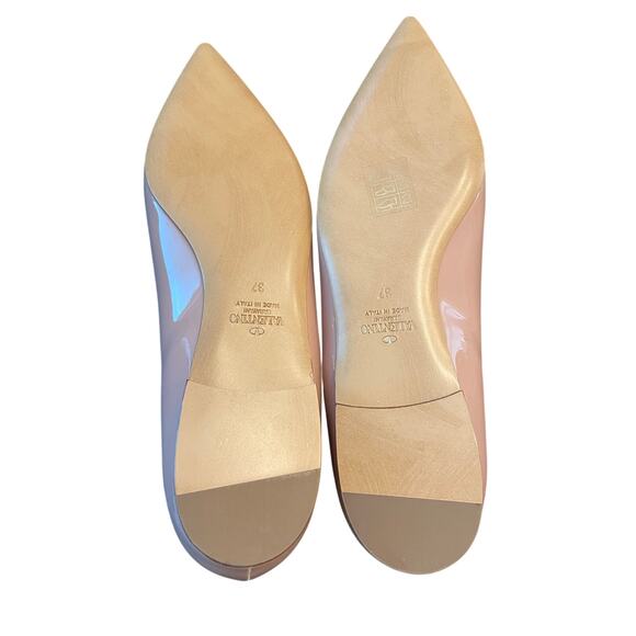 Valentino Garavani Patent Leather Pointed Toe Ballet Flats Ballerina IVORY 7/37 - Picture 9 of 13